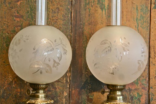 винтажные парные лампы в стиле наполеон III из фарфора и бронзы