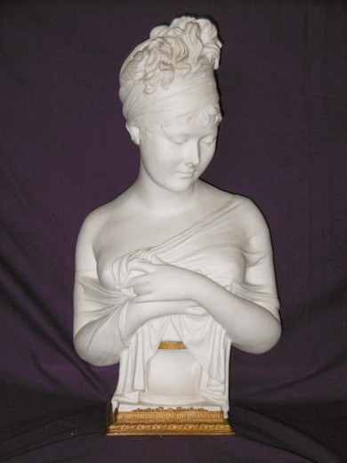 антикварная скульптура мадам рекамье из бисквита с бронзой 19 век купить в москве