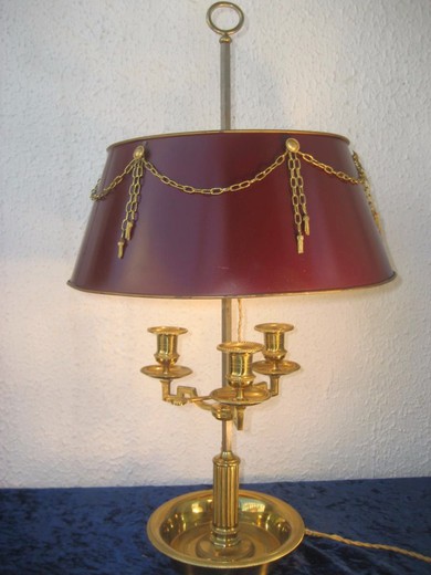 антикварная настольная лампа в стиле ампир из золоченой бронзы купить в москве