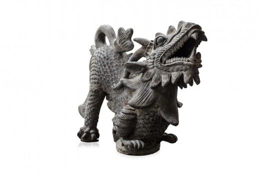 винтажная скульптура дракон теракотта