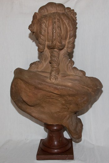 антикварный портрет марии антуанетты, старинный скульптурный портрет,  старинный бюст, бюст из терракоты, скульптура XIX века, европейская скульптура, русская скульптура