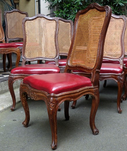 антикварные стулья, набор антикварных стульев, сет из десяти старинных стульев, сет из 10 винтажных стульев, стулья в стиле рококо