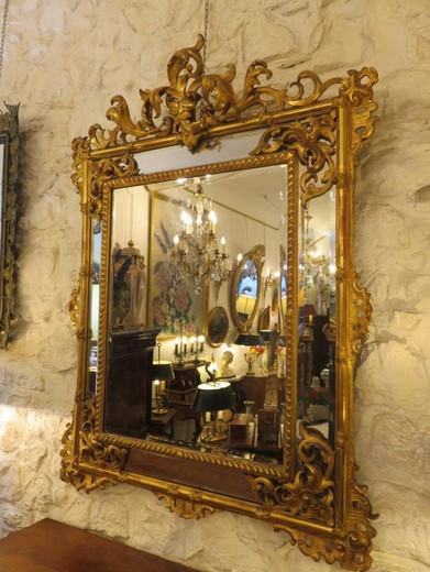 зеркало в стиле рококо, предметы декора и интерьера, антикварное зеркало, старинное зеркало, зеркало из дерева, зеркало из дерева с позолотой