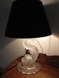 Antique frosted crystal dolphin table lamp