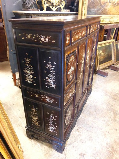 antique furniture made of wood with mother of pearl