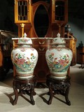 Старинные парные вазы «Кантонские эмали»