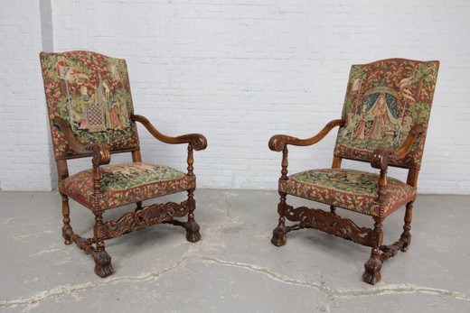 Paired chairs in the style of Louis XIV