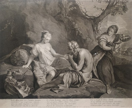 Engraving "Lot and his daughters"