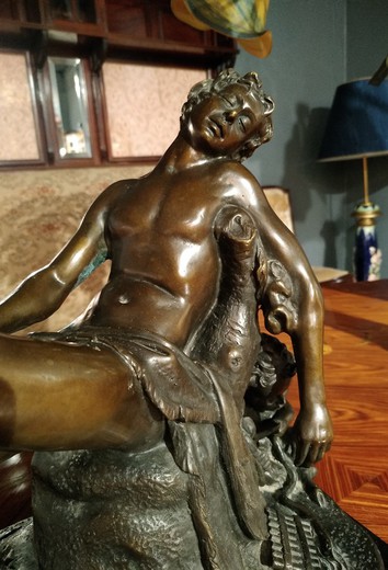Antique sculpture " Dionysus with Faun"