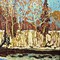 Антикварная картина «На реке Мсте»