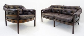 Antique set of leather furniture by Arne Norell