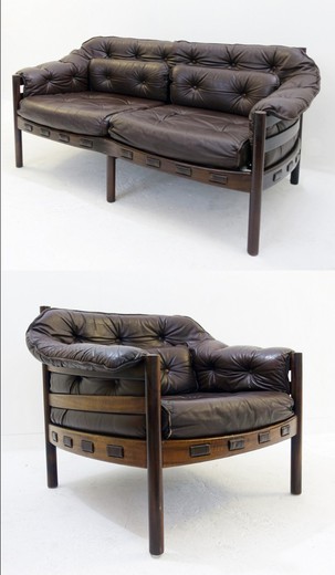 Antique set of leather furniture by Arne Norell