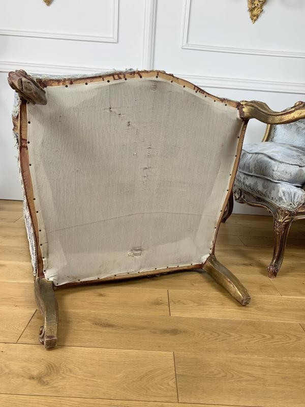 Pair antique bergeres armchairs Louis XVI