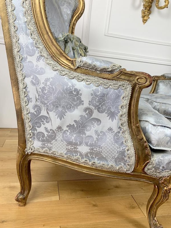 Pair antique bergeres armchairs Louis XVI