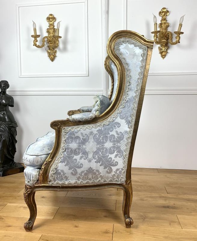 Pair antique bergeres armchairs Louis XVI