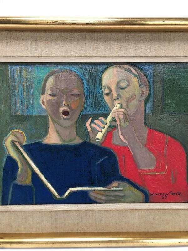 Antique painting "The Flutist"
