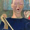 Антикварная картина «Флейтистка»