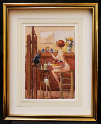 Antique painting "The Artist"