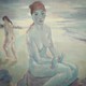 Antique painting "On the seashore"