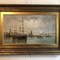 Antique painting "Sailboats in the port"