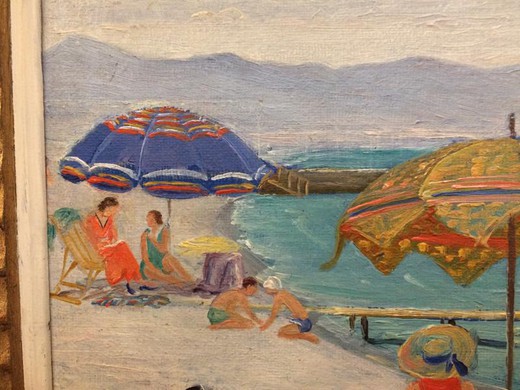 Antique painting the beach view
