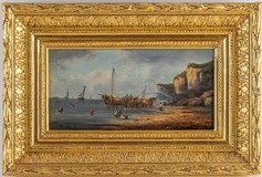 Antique painting "Fishermen"