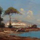 Antique painting of a Mediterranean landscape