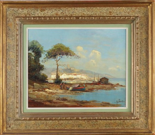 Антикварная картина "Средиземноморский пейзаж"