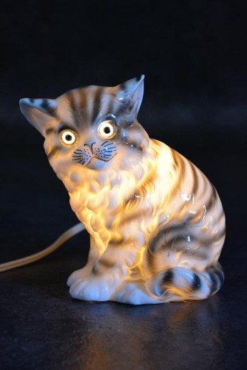 Antique sculpture-lamp "Kitten"