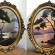 Antique pair paintings "Sunrise and Sunset"