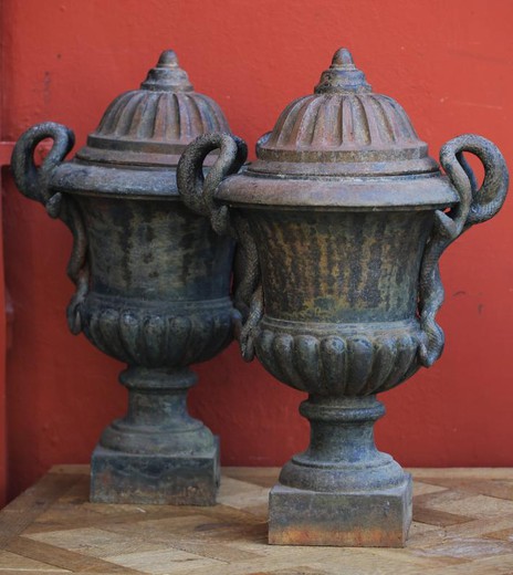 Antique paired flowerpots