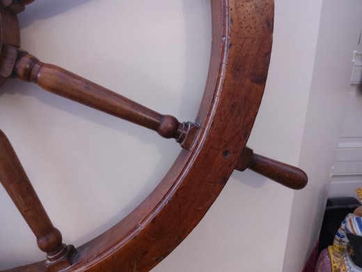 Antique boat steering wheel