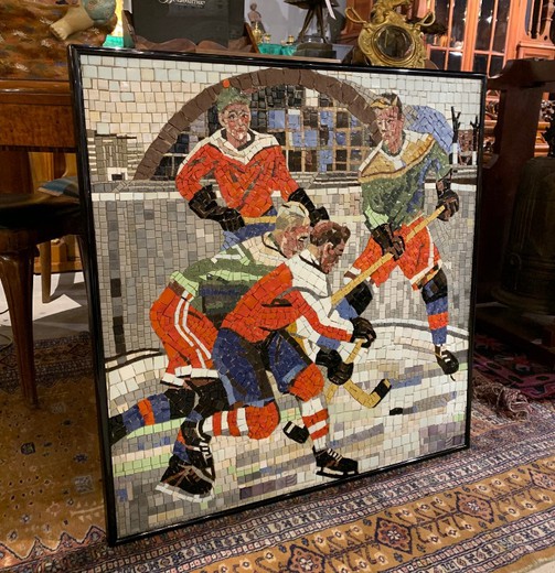 Мозаичное панно "Хоккеисты"