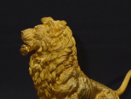 старинная скульптура лев из золоченой бронзы 19 век купить в москве