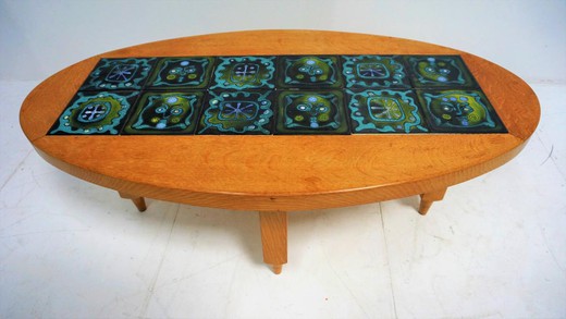 винтажный дубовый кофейный столик Guillerme et Chambron
