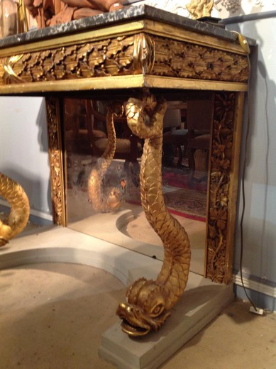 антикварная мебель из золоченого дерева в стиле наполеон 3 с мрамором