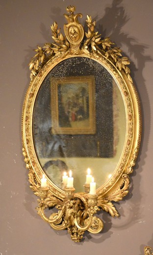 пара больших золоченых антикварных зеркал купить на заказ, старинные зеркала  в стиле ампир купить под заказ, антикварные большие зеркала 2 штуки в золоченых рамах XIX век