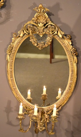 старинные большие зеркала в золоченых рамах 19 века, антикварные парные зеркала XIX век в позолоченных рамах, пара старинных больших зеркал с золочеными рамами