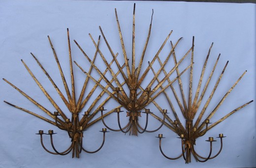 старинные бра в фламандском стиле из золоченого металла
