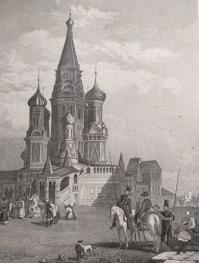 Antique engraving "St. Basil's Cathedral"