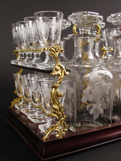 Antique tantalus liquor set