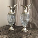 antique pair dolphins decanters