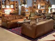 Pair leather sofas