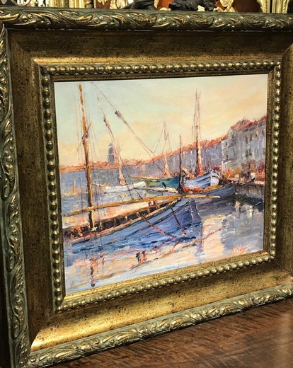 Antique painting "Harbor"