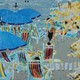 Antique painting "Blue Umbrellas"