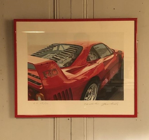 Antique lithograph "Ferrari F40"