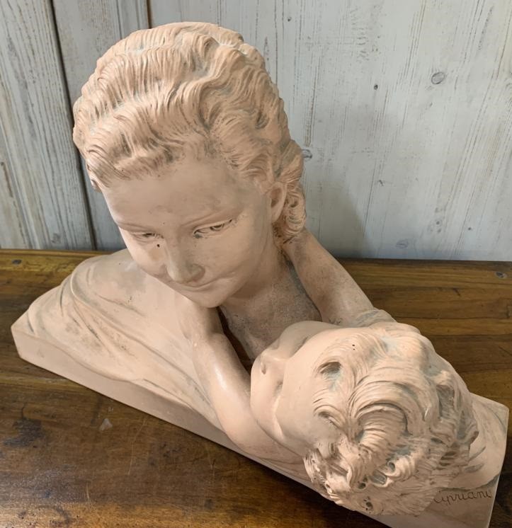 Antique sculpture "Mother and Child"