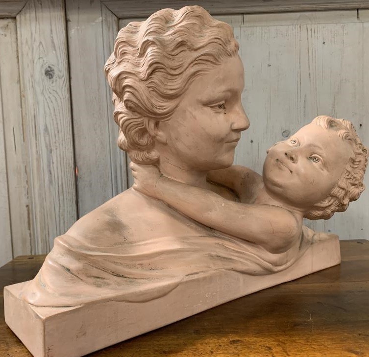 Antique sculpture "Mother and Child"
