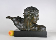 Antique sculptural portrait of Jean Mermoz