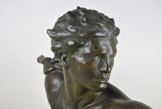 Antique sculptural portrait of Jean Mermoz